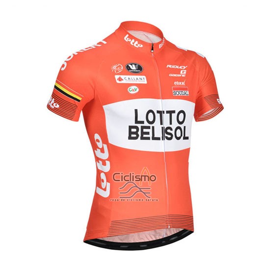 Lotto Belisol Ropa Ciclismo Culotte Corto 2014 Mangas Cortas Naranja